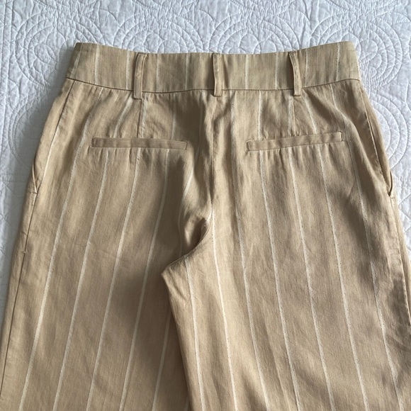 Sezane Rodriguo Linen Trouser Pleated Wide Leg Pants Tan Cream EU 34 US 4 - Picture 10 of 17